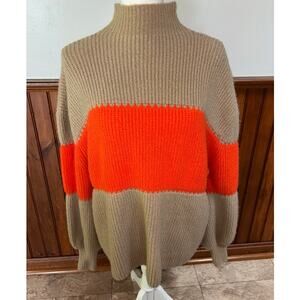 Womens THML Anthropologie Brown Orange Long Sleeve Pullover Sweater Size Medium
